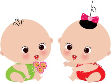 Çizgi film çocukları kız ve oğlan aşık.