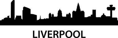 Liverpool silueti, vektör illüstrasyonlu.