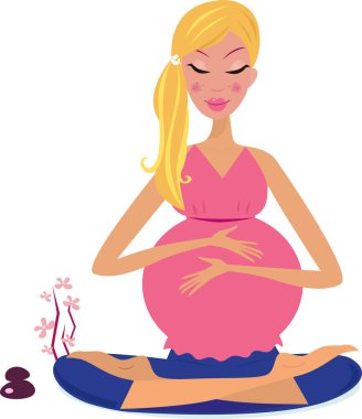 Hamile kadın yoga yapıyor.