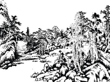 vektör el çizimi manzara illüstrasyonu