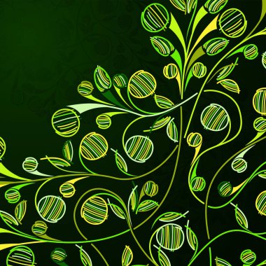 Vector floral arka planı yeşil yaprakları ile