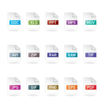 Modern dosya simgelerinin vektör illüstrasyonu