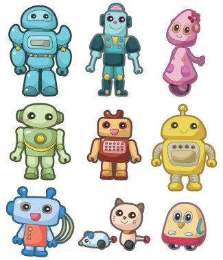 şirin robotlar koleksiyonu, vektör illüstrasyonu