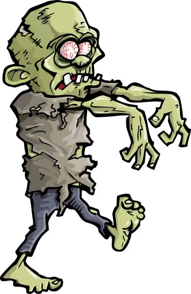 Een Cartoon Illustratie Van Een Zombie Wandelen — Stockvector