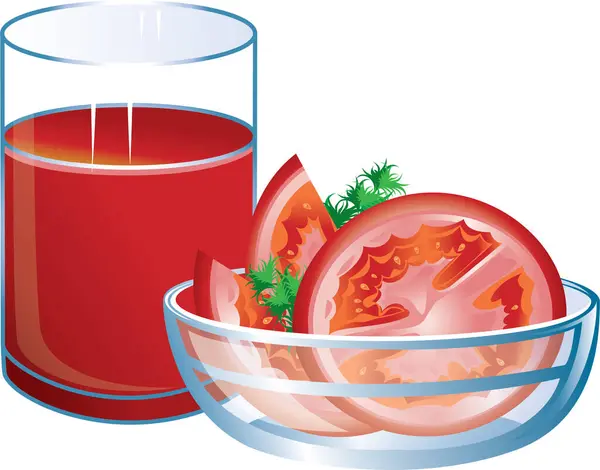 Jugo Tomate Vaso Ilustración Vectorial — Archivo Imágenes Vectoriales