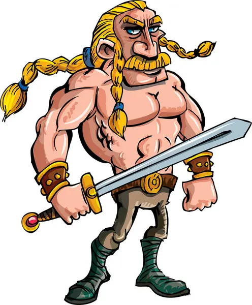 Personagem Desenho Animado Viking Isolado Fundo Branco —  Vetores de Stock