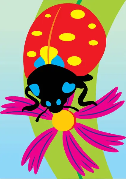 Roztomilý Ladybug Karikatura Vektor — Stockový vektor
