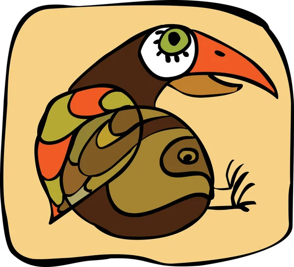Ilustración Pájaro Con Plumas Colores — Vector de stock