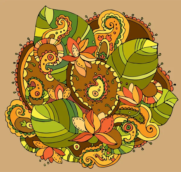 Abstrait Doodle Floral Fond Dessiné Main Illustration Vectorielle — Image vectorielle