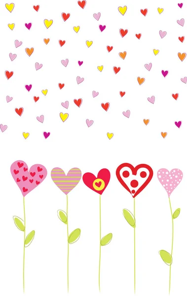 Kalpler Çiçekler Ile Arka Plan — Stok Vektör