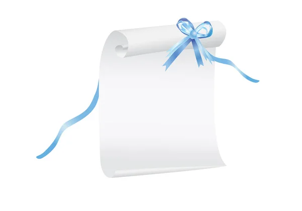 Blue Gift Bow White Paper — стоковый вектор