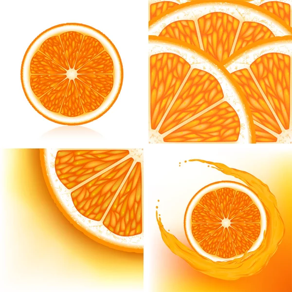 Juego Tres Rebanadas Con Naranja — Archivo Imágenes Vectoriales