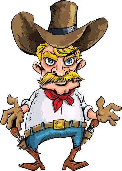 Cowboy Com Uma Arma Ilustração Vetorial — Vetor de Stock
