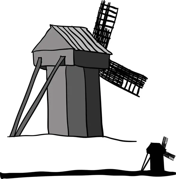 風車漫画ベクトルイラスト — ストックベクタ