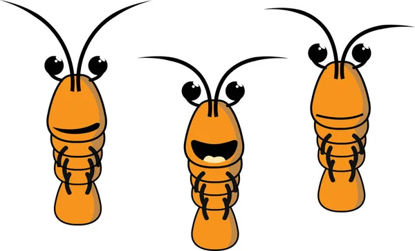 Selamat Tersenyum Kartun Lobster Set - Stok Vektor