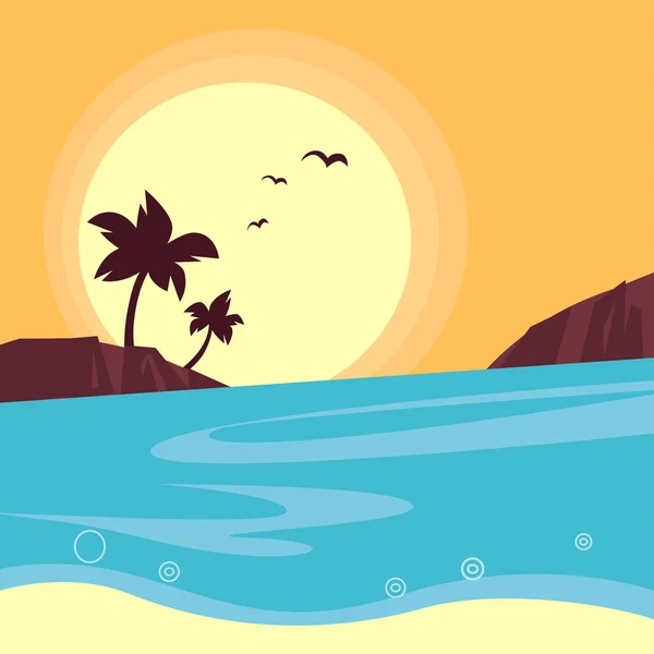 Playa Tropical Ilustración Vectorial — Archivo Imágenes Vectoriales