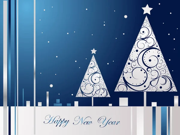 Feliz Navidad Feliz Año Nuevo Tarjeta Con Copos Nieve Vector — Vector de stock