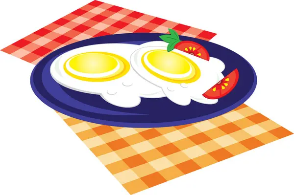 Breakfast Egg Tomatoes Modern Vector Illustration — Stock Vector