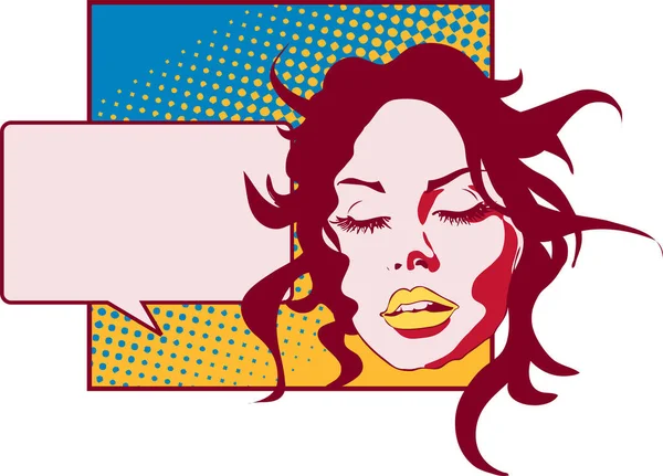 Pop Art Girl Estilo Cómico Con Burbuja Habla Vector — Vector de stock