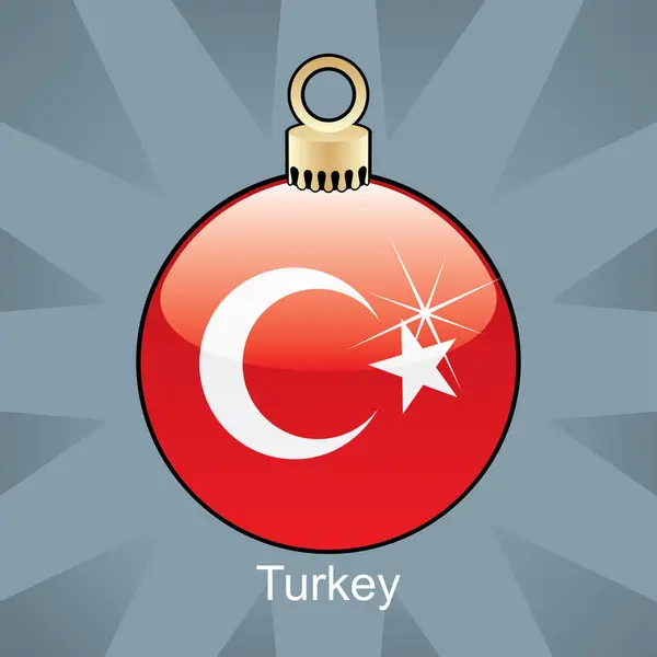国旗のトルコとのクリスマスバブル — ストックベクタ