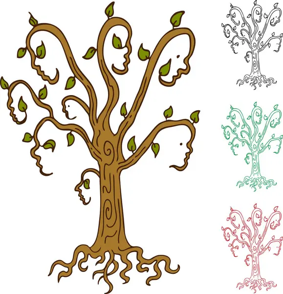 Four Different Decorative Trees — Stock Vector
