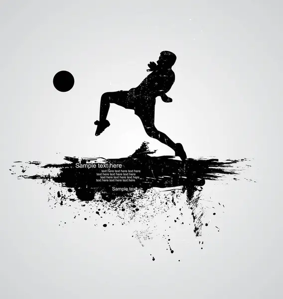 Silhouette Joueur Football Arrière Plan Noir Grunge — Image vectorielle