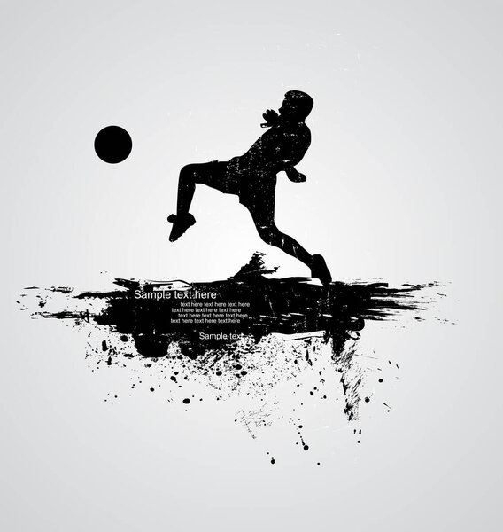 football player silhouette in grunge black background.
