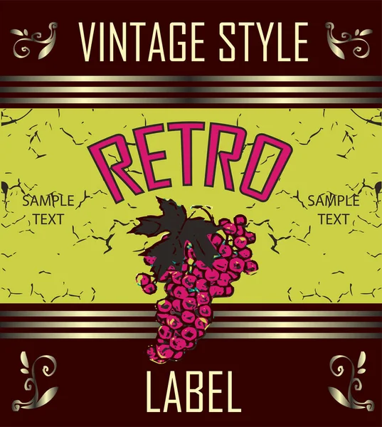 Vector Vintage Label Wine — Stock Vector