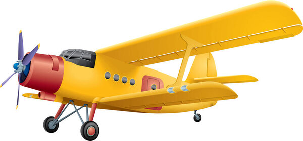 yellow airplane isolated on white background