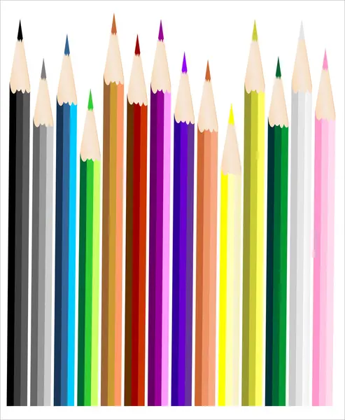 Renkli Kalem Seti Modern Vektör Illüstrasyonu — Stok Vektör