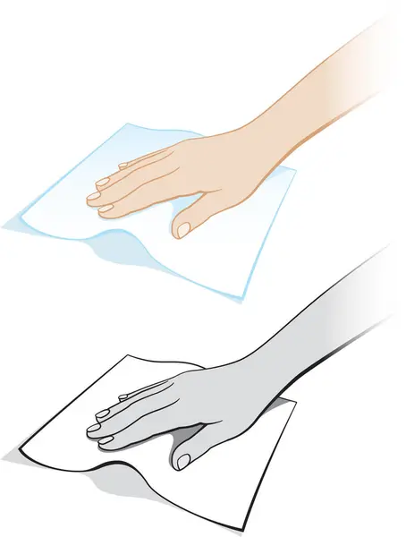 Illustration Einer Hand Mit Papier Auf Weißem Hintergrund — Stockvektor