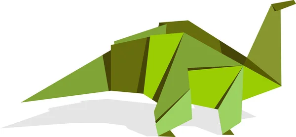 Ilustración Origami Dinosaurio Verde — Vector de stock