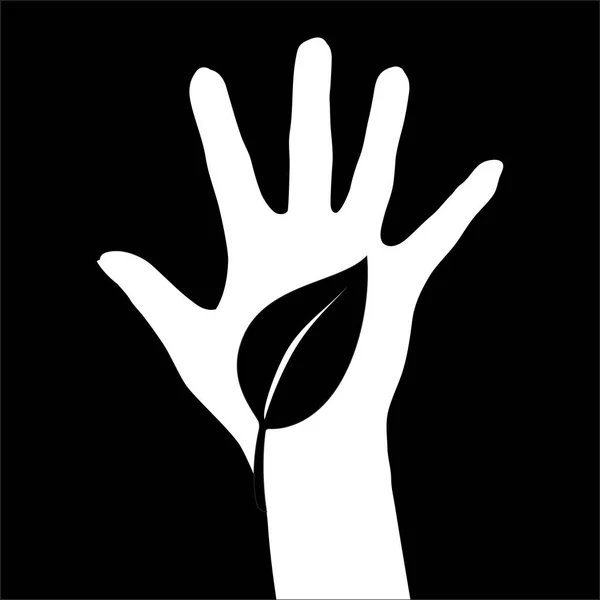 ベクトルイラスト 葉を握る手 — ストックベクタ