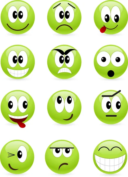 Set Van Emoticons Vectorillustratie — Stockvector