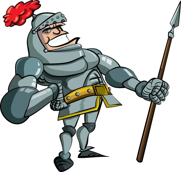 Eine Zeichentrickillustration Eines Ritters Mit Speer — Stockvektor