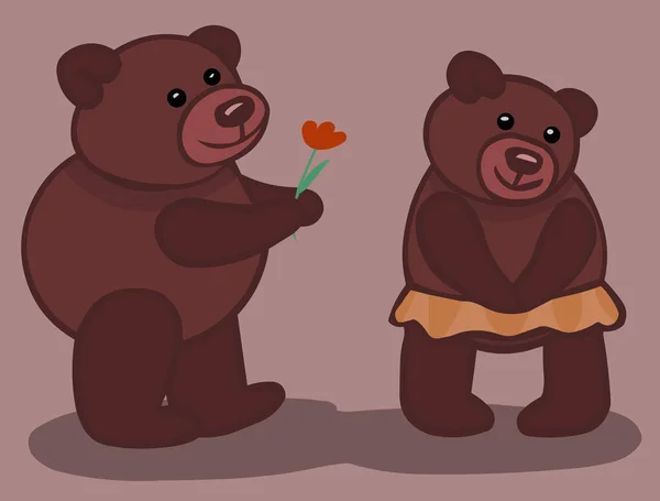 Słodkie Niedźwiedzie Kreskówki Czartery Wektor Ilustracja — Wektor stockowy