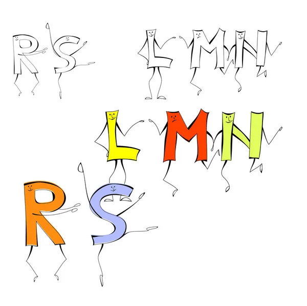 Ensemble Lettres Style Dessin Animé — Image vectorielle