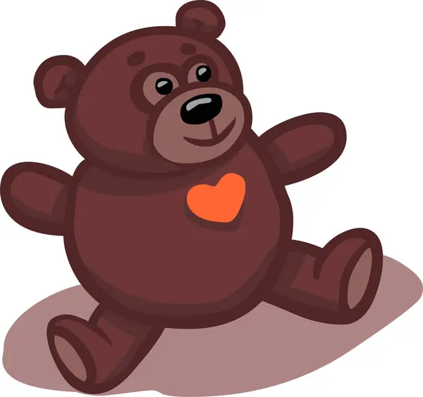 Urso Com Coração Desenho Animado Ilustração Imagem Vetorial Fundo Isolado — Vetor de Stock