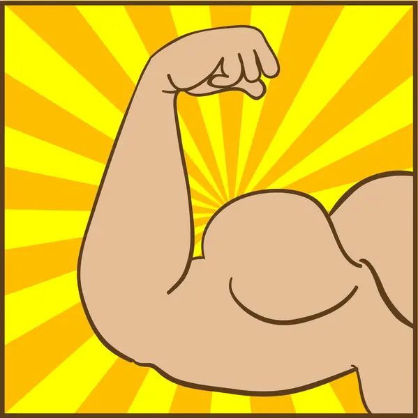Сильный Мужчина Сильными Руками Показывает Мышцы — стоковый вектор