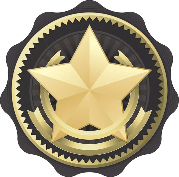 Emblema Ouro Com Estrela Ilustração Web — Vetor de Stock