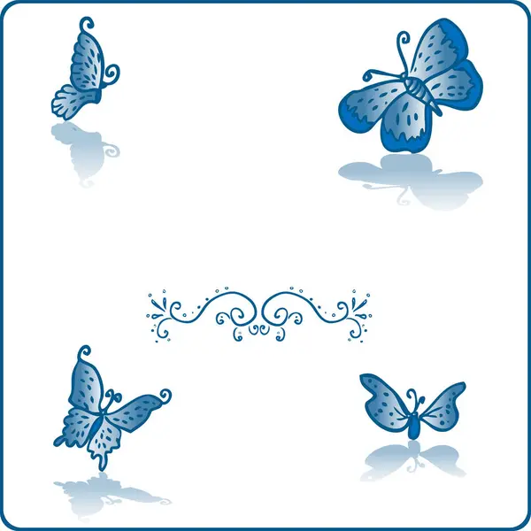 Reihe Blauer Schmetterlinge — Stockvektor