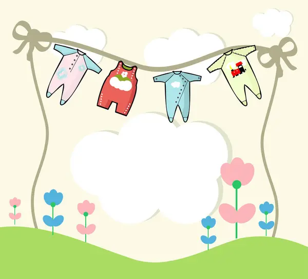 Cute Baby Shower Card Nowoczesny Wektor Ilustracji — Wektor stockowy