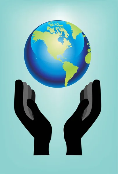 Hände Mit Globus Symbol — Stockvektor