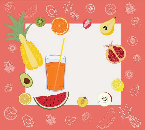 Jus Frais Avec Illustration Vectorielle Fruits — Image vectorielle