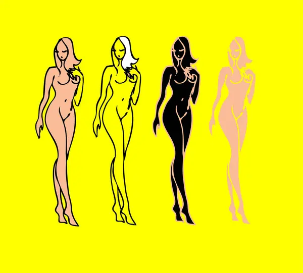 Femmes Dans Style Art Déco Illustration Vectorielle — Image vectorielle