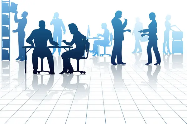 silhouettes of business people in the meeting