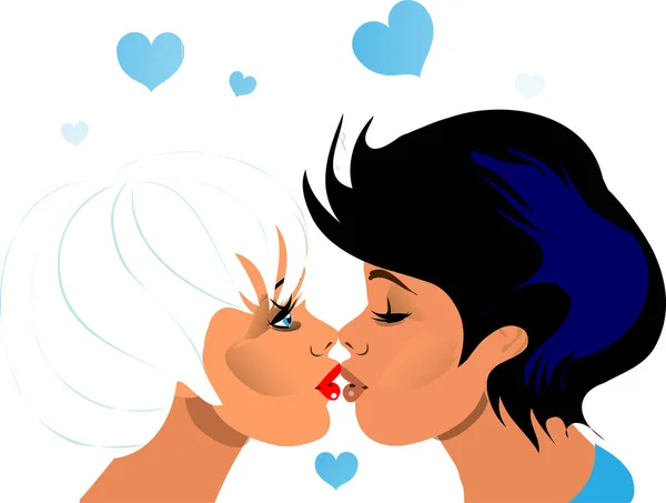 Векторна Ілюстрація Пари Поцілунки — стоковий вектор