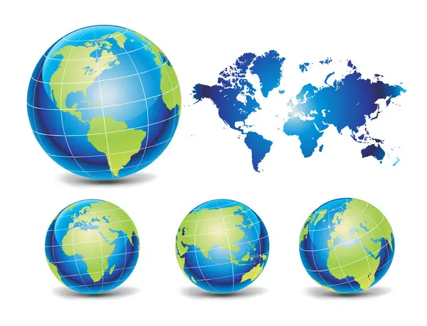 World Map Globe Set — Stock Vector