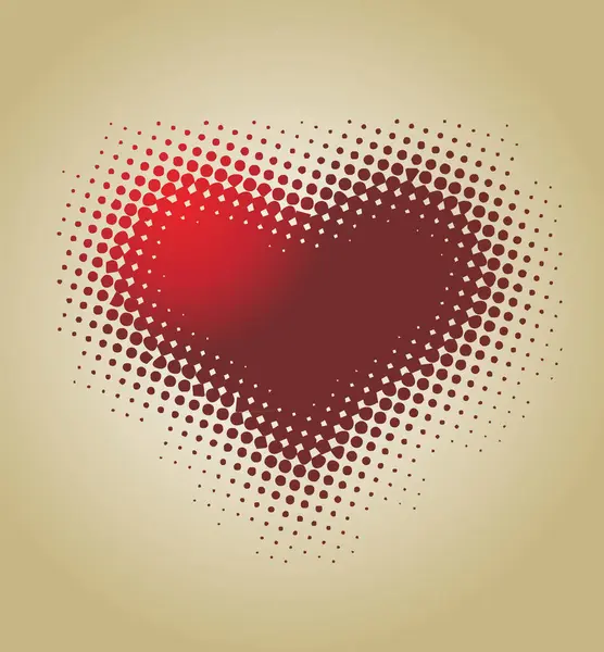 Red Heart Shape Halftone Background — Stock Vector