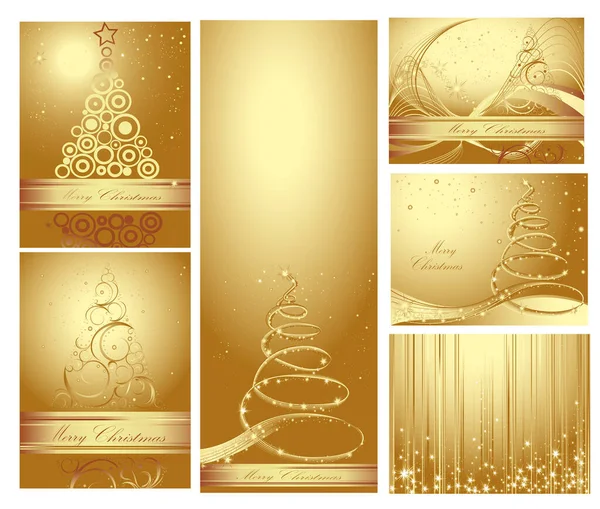 Merry Christmas Card Golden Style — Stock Vector
